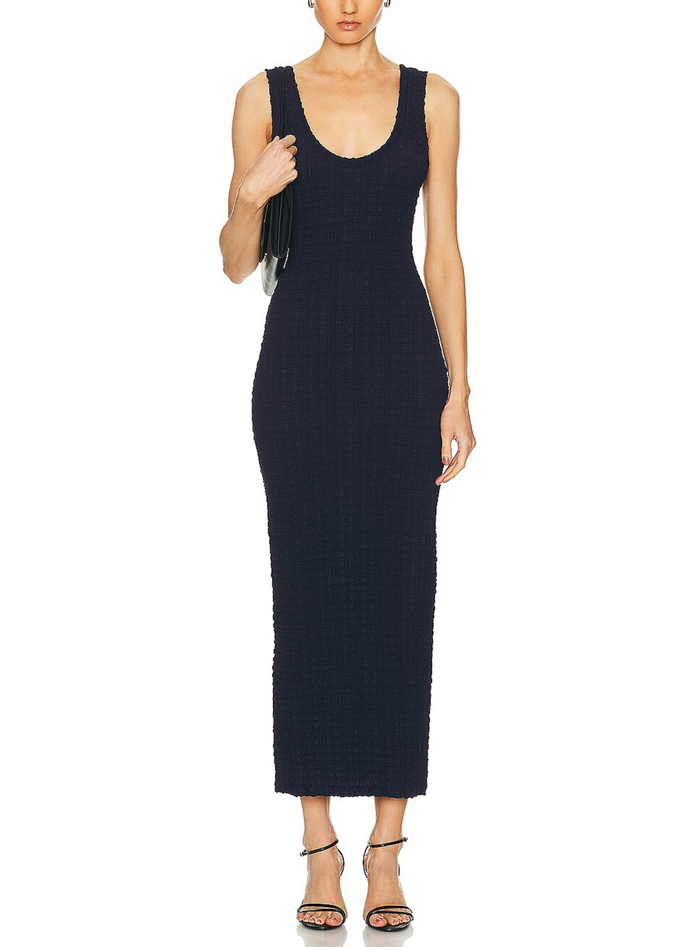 Enza Costa Puckered Evening Blue Tank Dress Size S